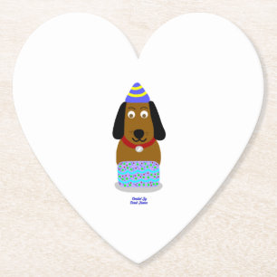 Posavasos De Papel Happy Birthday Pup Heart Paper Coaster