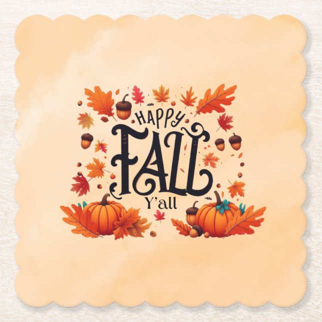 Posavasos De Papel Happy Fall Y'all (Anverso)