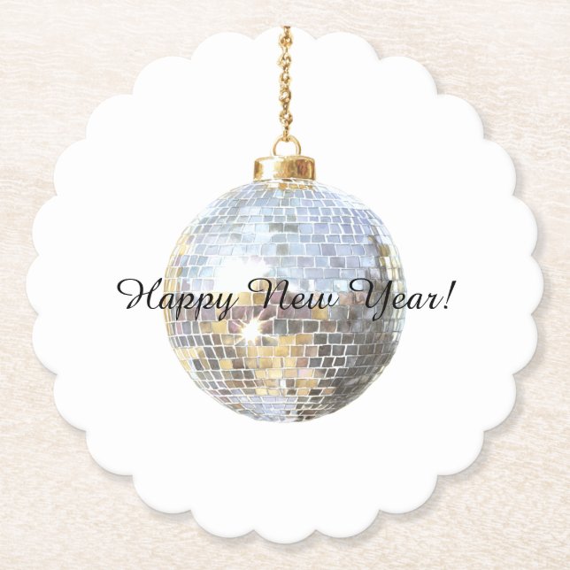 Posavasos De Papel Happy New Year Silver Ball (Anverso)