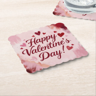 Posavasos De Papel Happy Valentine's Day! Painted Brush Strokes