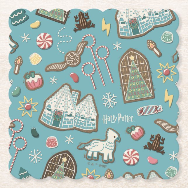 Posavasos De Papel HARRY POTTER™ HOGWARTS™ Navidades Patrón de cookie (Anverso)