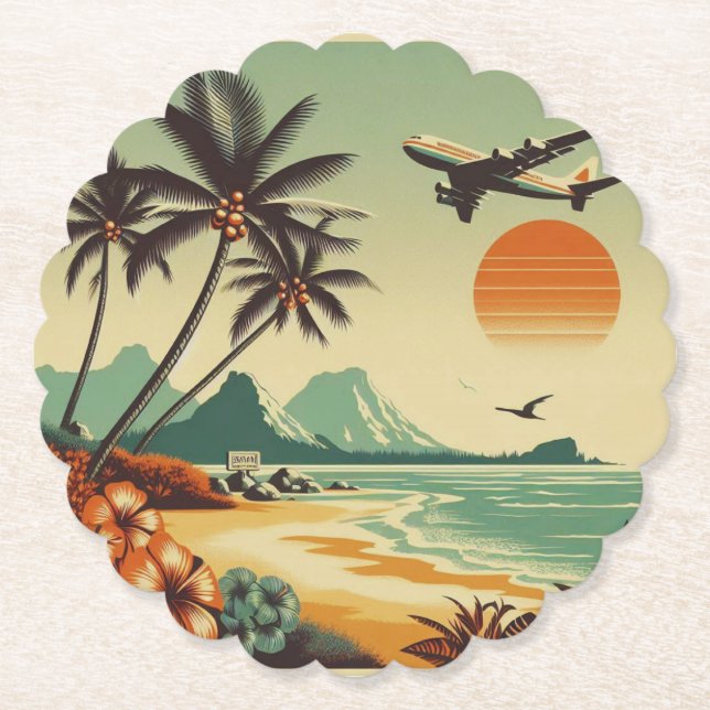 Posavasos De Papel Hawai vintage/Tropical (Anverso)