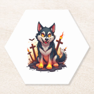 Posavasos De Papel Hellhound Husky Dog