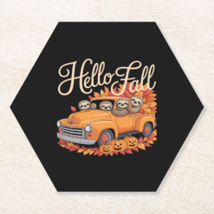 Posavasos De Papel Hello Fall Funny Slony Sloth Halloween pumkin Clas