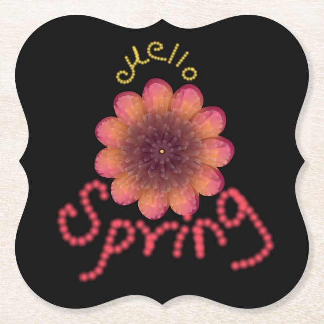 Posavasos De Papel Hello Spring - Textured Pink & Orange Flower Art (Anverso)