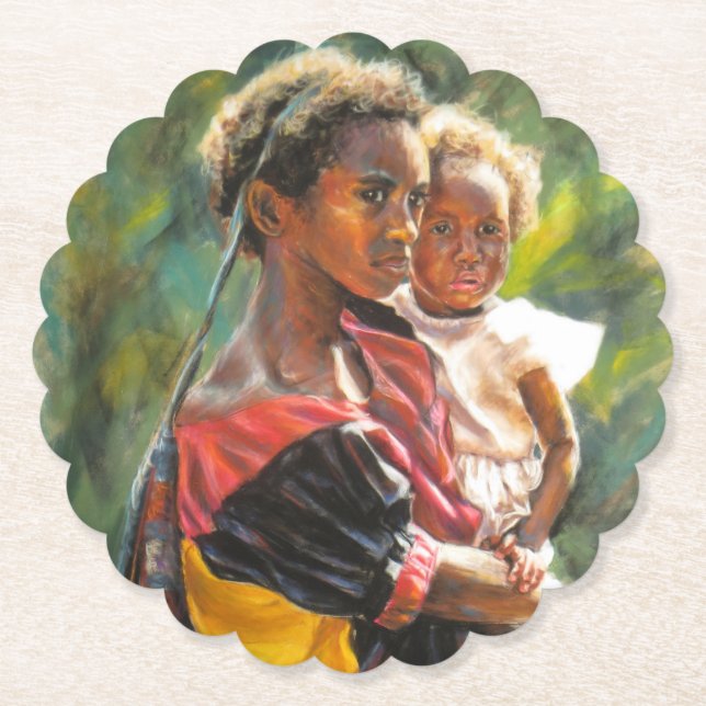 Posavasos De Papel Hermanas de Papúa Nueva Guinea (Anverso)