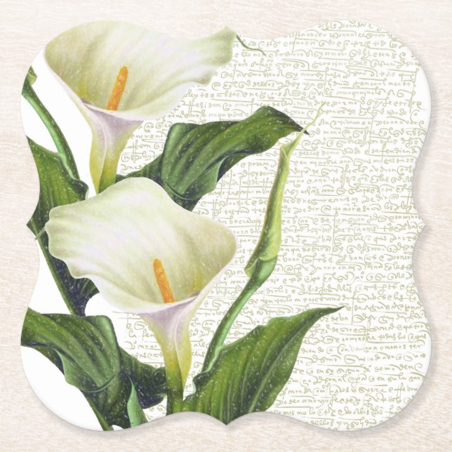 Posavasos De Papel Hermosa Calla Lilies (Anverso)