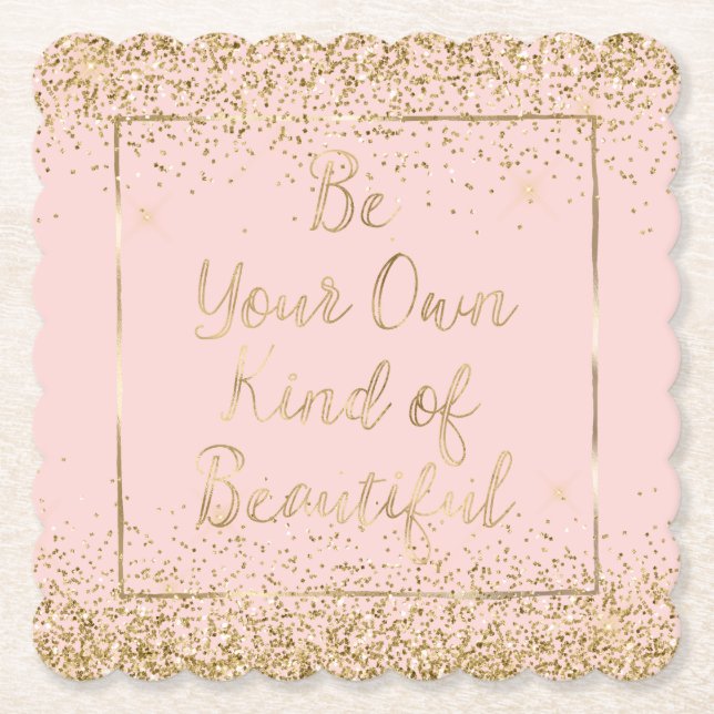 Posavasos De Papel Hermosa cita del Purpurina Rubor Pink Gold (Anverso)