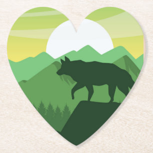 Posavasos De Papel Hermosa escena del lobo