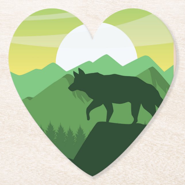 Posavasos De Papel Hermosa escena del lobo (Anverso)