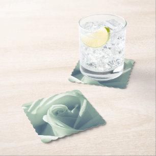 Posavasos De Papel Hermosa flor verde de menta Rosa
