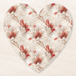 Posavasos De Papel Hermosa Flora Blanca Roja