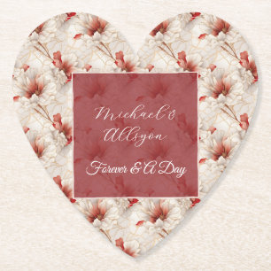 Posavasos De Papel Hermosa Flora Blanca Roja