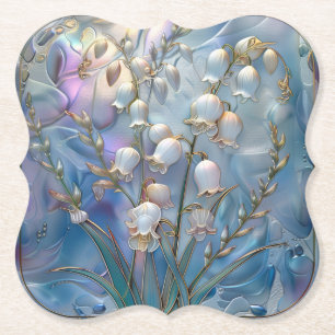 Posavasos De Papel Hermosa Lirios de Valle Embossed de Vidrio Irisado