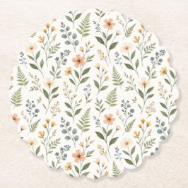 Posavasos De Papel Hermosas Flores Silvestres Neutras Terrosas Natura