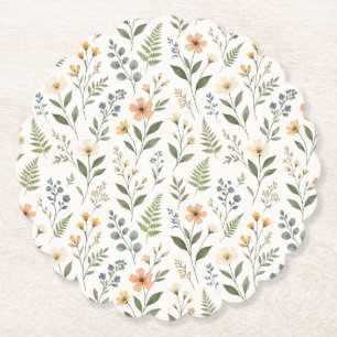 Posavasos De Papel Hermosas Flores Silvestres Neutras Terrosas Natura