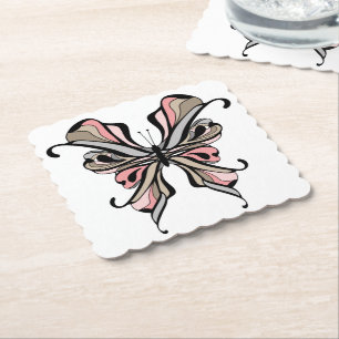 Posavasos De Papel Hermosas y elegantes fantasías de mariposas negras
