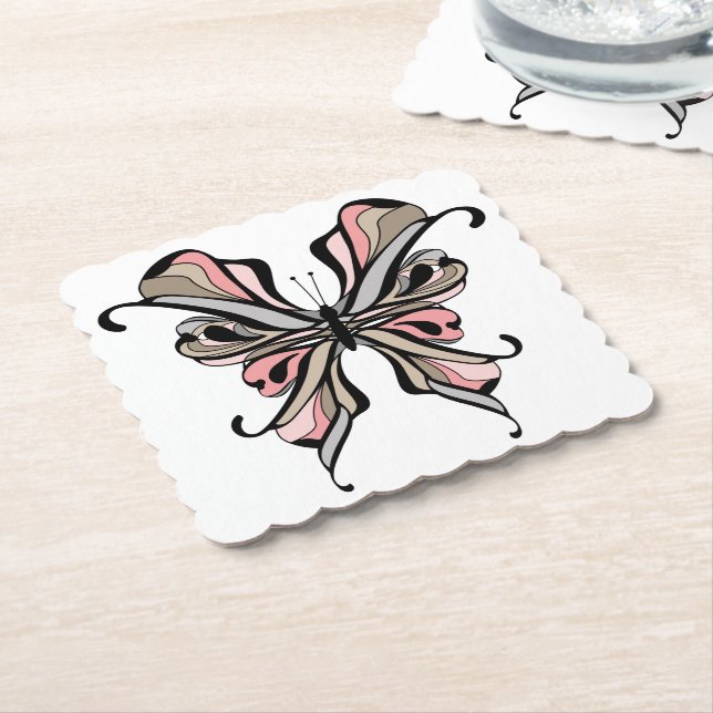 Posavasos De Papel Hermosas y elegantes fantasías de mariposas negras (En perspectiva)