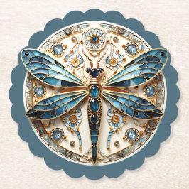 Posavasos De Papel Hermoso Art Deco Libélula de Vidrio Emplomado  