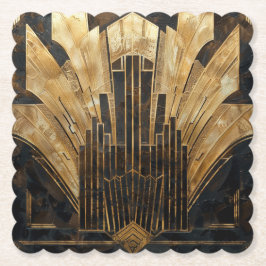 Posavasos De Papel Hermoso Art Decó Negro Oro Elegante