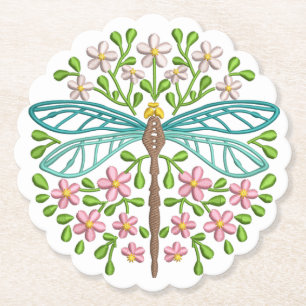 Posavasos De Papel Hermoso color azul Dragonfly Pastel Colores