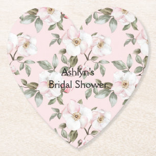 Posavasos De Papel Hermoso Desfile Nupcial de Flores Rosadas y Blanca