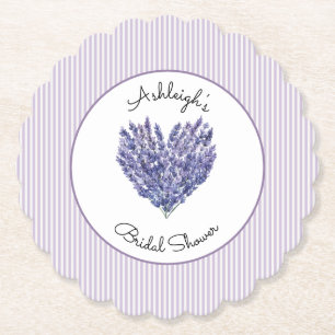 Posavasos De Papel Hermoso Ducho de Novia de Rayas Blancas y Lila