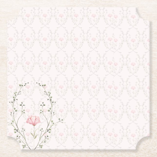 Posavasos De Papel Hermoso Floral  (Anverso)
