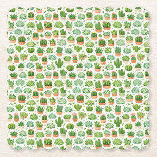 Posavasos De Papel Hermoso patrón sin fisuras de plantas suculentas