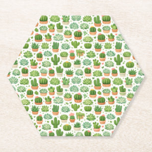 Posavasos De Papel Hermoso patrón sin fisuras de plantas suculentas