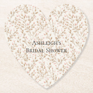 Posavasos De Papel Hermoso Sabor Rosa Crema Floral Duche Nupcial