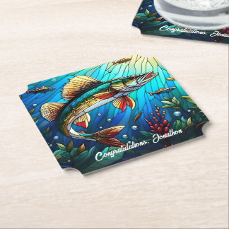 Posavasos De Papel Hermoso Walleye Pike en el lago
