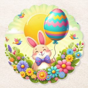Posavasos De Papel Hermoso y colorido conejito de Pascua