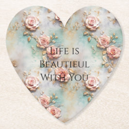 Posavasos De Papel Hermosos Rosas románticos rosados de Rubor