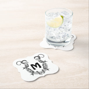 Posavasos De Papel Herradura envuelta en monograma de alambre de púas