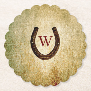Posavasos De Papel Herradura Monogramada de Papel