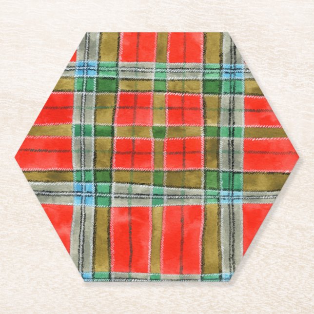 Posavasos de papel hexagonal MAC BAIN TARTAN (Anverso)