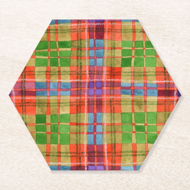 Posavasos de papel hexagonal MAC RAE TARTAN (Anverso)