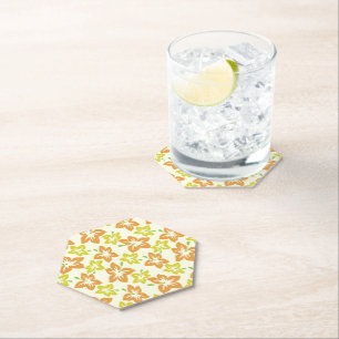 Posavasos De Papel Hibiscus amarillo, Hibiscus Naranja, patrón floral