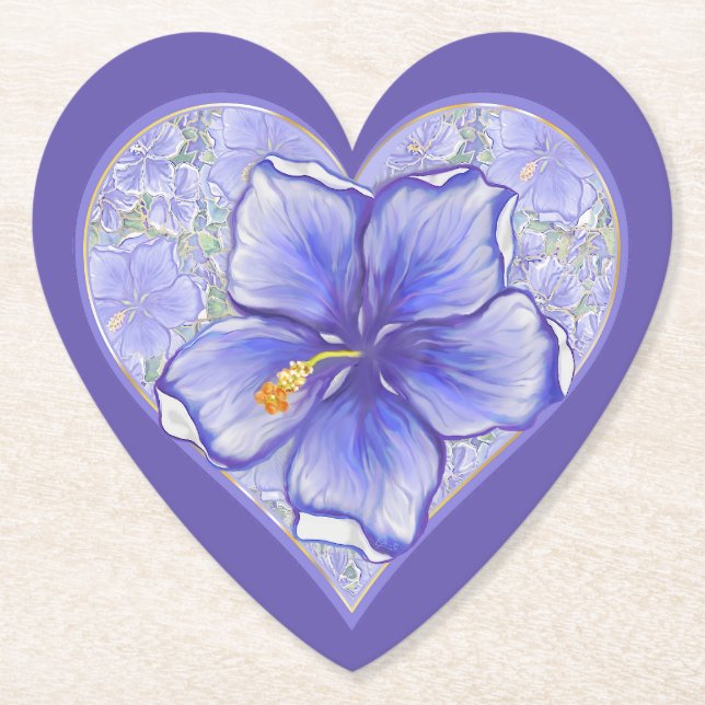 Posavasos De Papel Hibiscus & lace BLUE (Anverso)