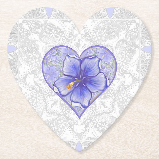 Posavasos De Papel Hibiscus & lace BLUE (Anverso)