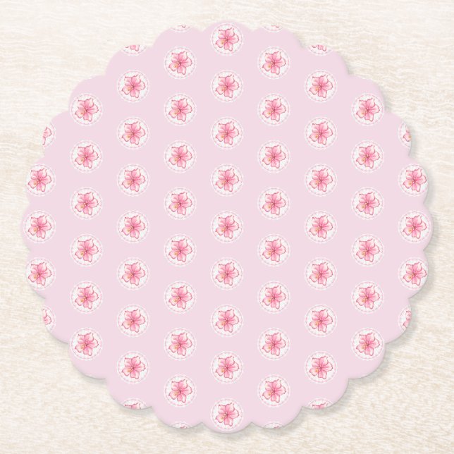 Posavasos De Papel Hibiscus & lace PINK (Anverso)