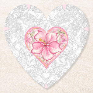 Posavasos De Papel Hibiscus & lace PINK