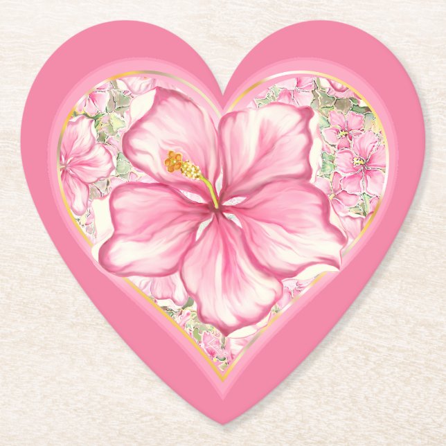 Posavasos De Papel Hibiscus & lace PINK (Anverso)