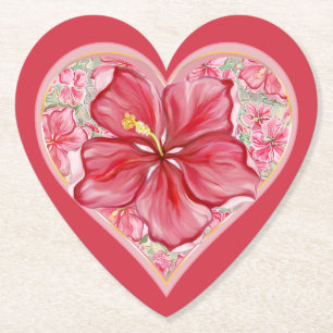 Posavasos De Papel Hibiscus & lace RED