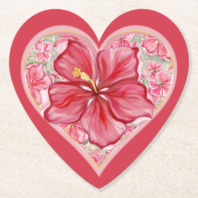 Posavasos De Papel Hibiscus & lace RED (Anverso)