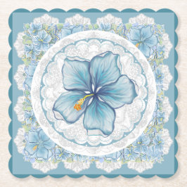 Posavasos De Papel Hibiscus & lace TURQUOISE