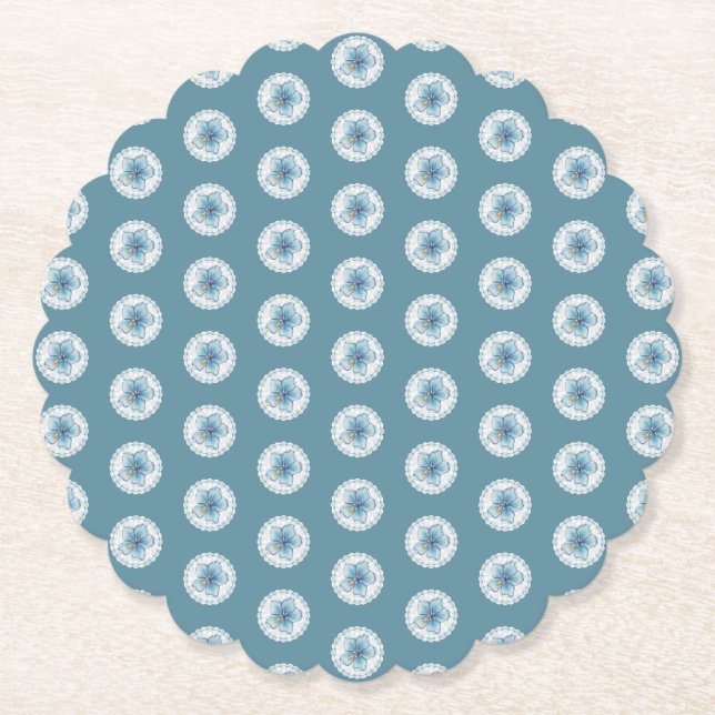 Posavasos De Papel Hibiscus & lace TURQUOISE (Anverso)