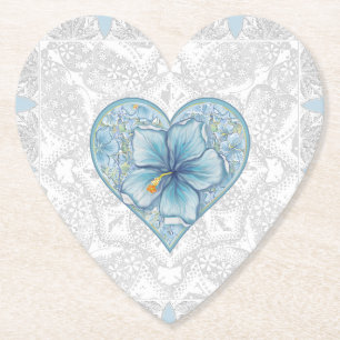Posavasos De Papel Hibiscus & lace TURQUOISE