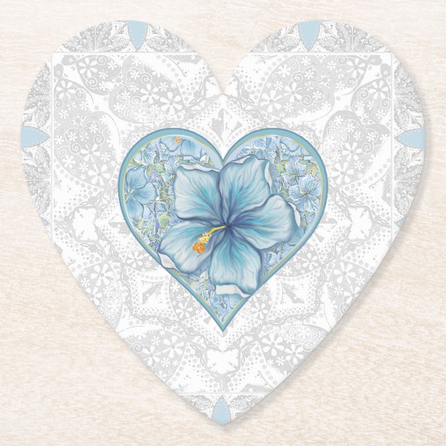 Posavasos De Papel Hibiscus & lace TURQUOISE (Anverso)